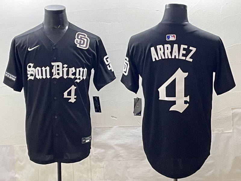 Men 2025 San Diego Padres 4 Arraez Black Five generations Joint Name Nike MLB Jersey style 15